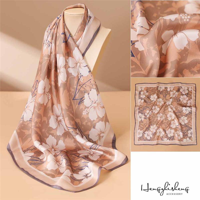 68*68cm 100% Mulberry Silk Scarf Luxury Printed Square Shawl Elegant Lightweight Soft Summer Fashion Accessory Women