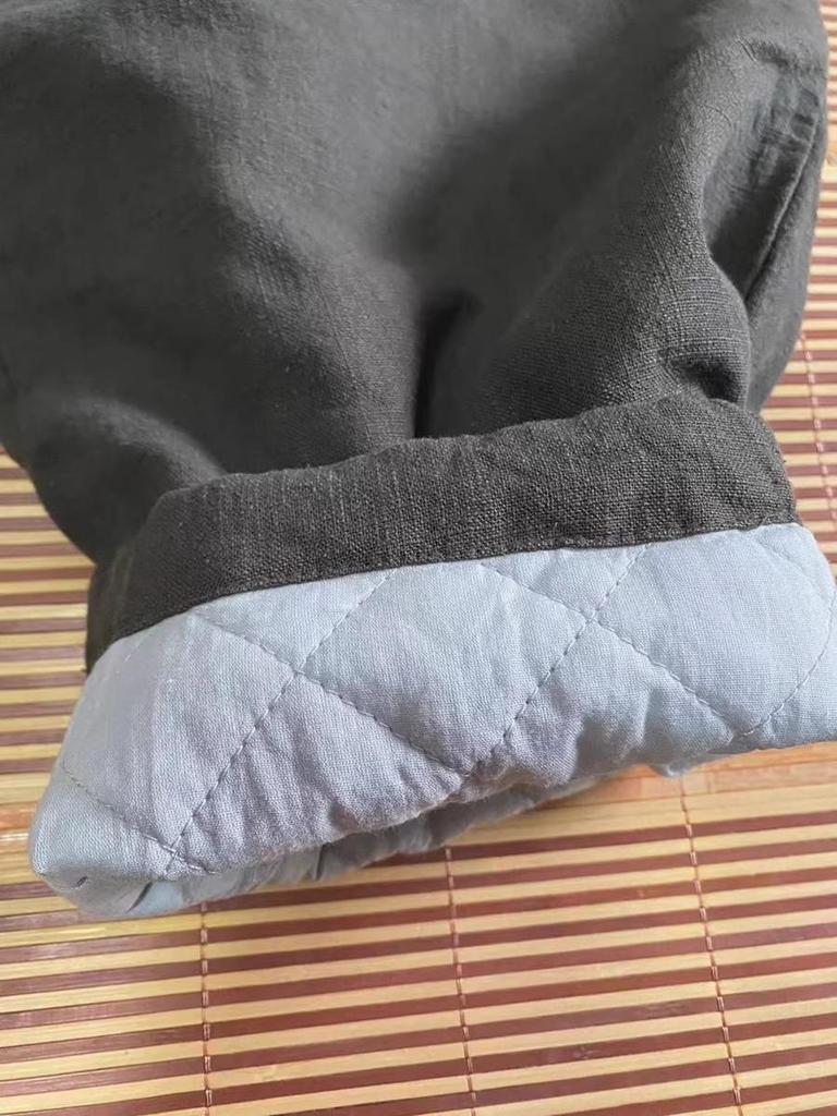 Damen High Waist Schlankmachende Baumwoll-Leinen Warme Hose