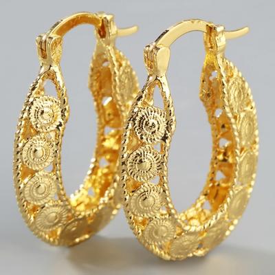 Fashion Oval Hollow Out Metal Hoop Earrings for Women Girls Vintege Gold Color Charm Jewelry Gifts New Accessories