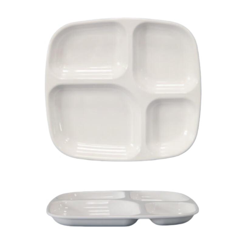 DISHJOY White Melamine 4-Compartment Dinner Plates