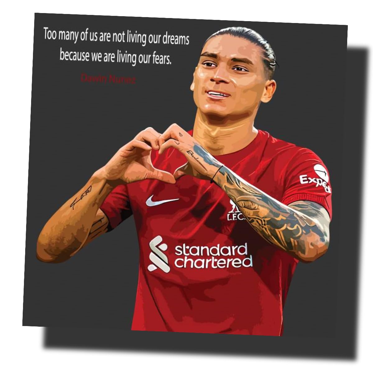 Praline Art Frame - Darwin Núñez, Liverpool FC - International Football Art Panel, Wooden Wall Hanging Poster, Interior Decor, Football Goods (26*26cm