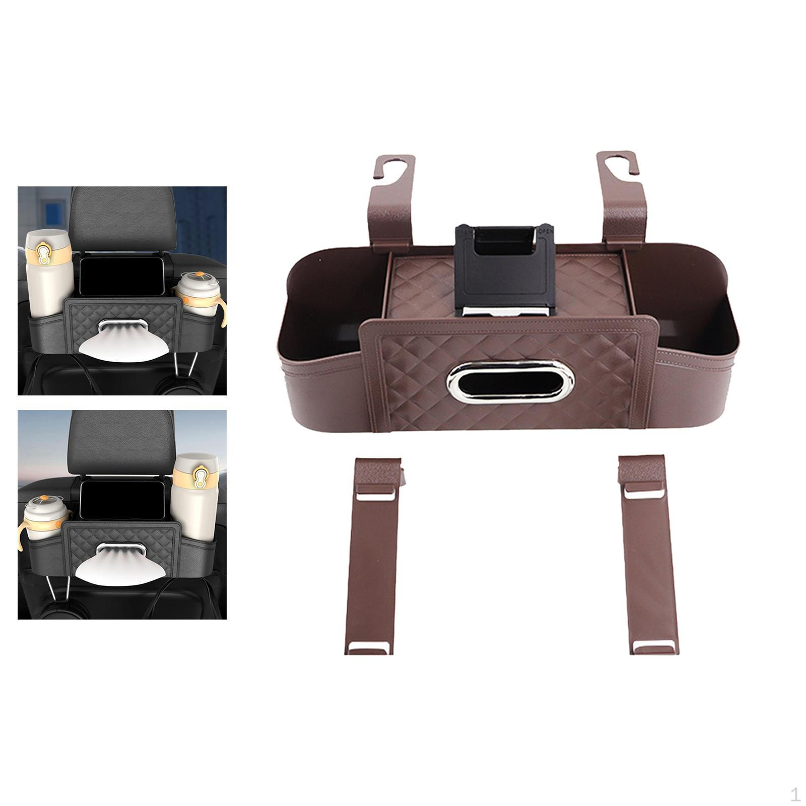 

Органайзер на заднее сиденье автомобиля, подвесной ящик для хранения на спинке сиденья, простая установка, многофункциональный с телефоном коричневый