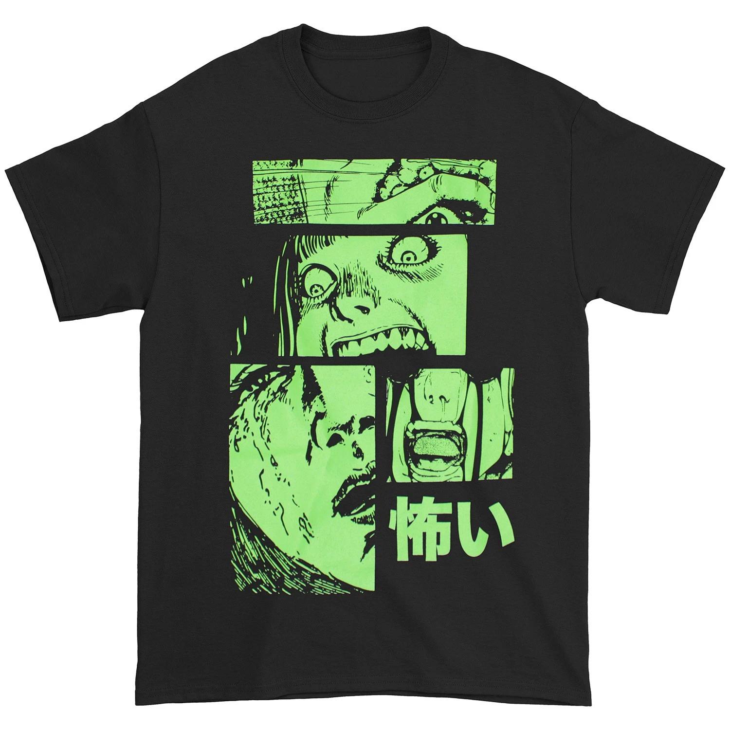 Men s Almost Human Green Manga Panel T-shirt Small Black XS