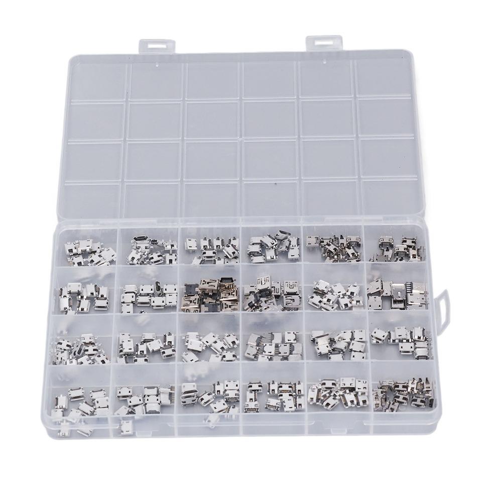 240Pcs with Storage Box Micro USB Connector Set Micro USB Connector Electronic Devices