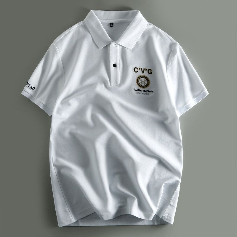 First-Line Brand Men s Clothing Label Cutting Original Order Export Tail Order Export Factory Embroider Short Sleeve T-Shirt Half Sleeve T-shirt White L