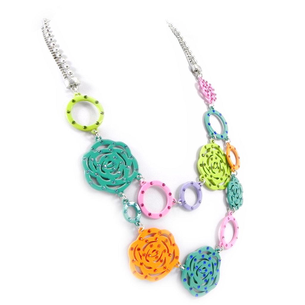 

Les Trésors De Lily [H0803] - Дизайнерское колье Камелия зелено-оранжевый