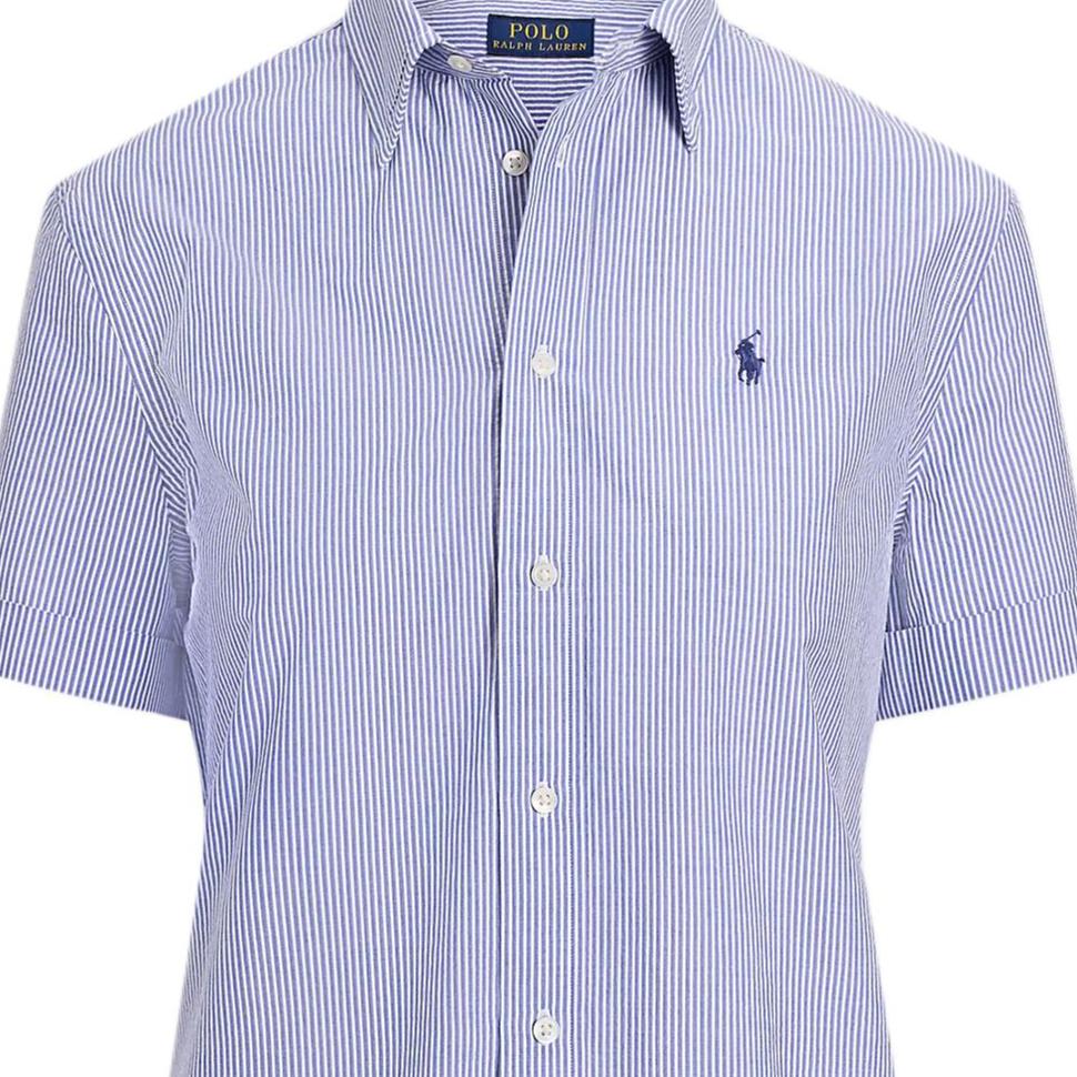 Polo Ralph Lauren Gestreiftes Blasen-Gaze-Kurzarmhemd Klassische Edition Damenhemden 211975484-001