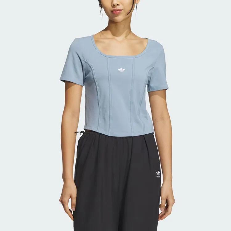 adidas Originals The Baddie Edit Set In Sleeve T Shirt Women's Texture Blue (Unisex) T-Shirts IX1909