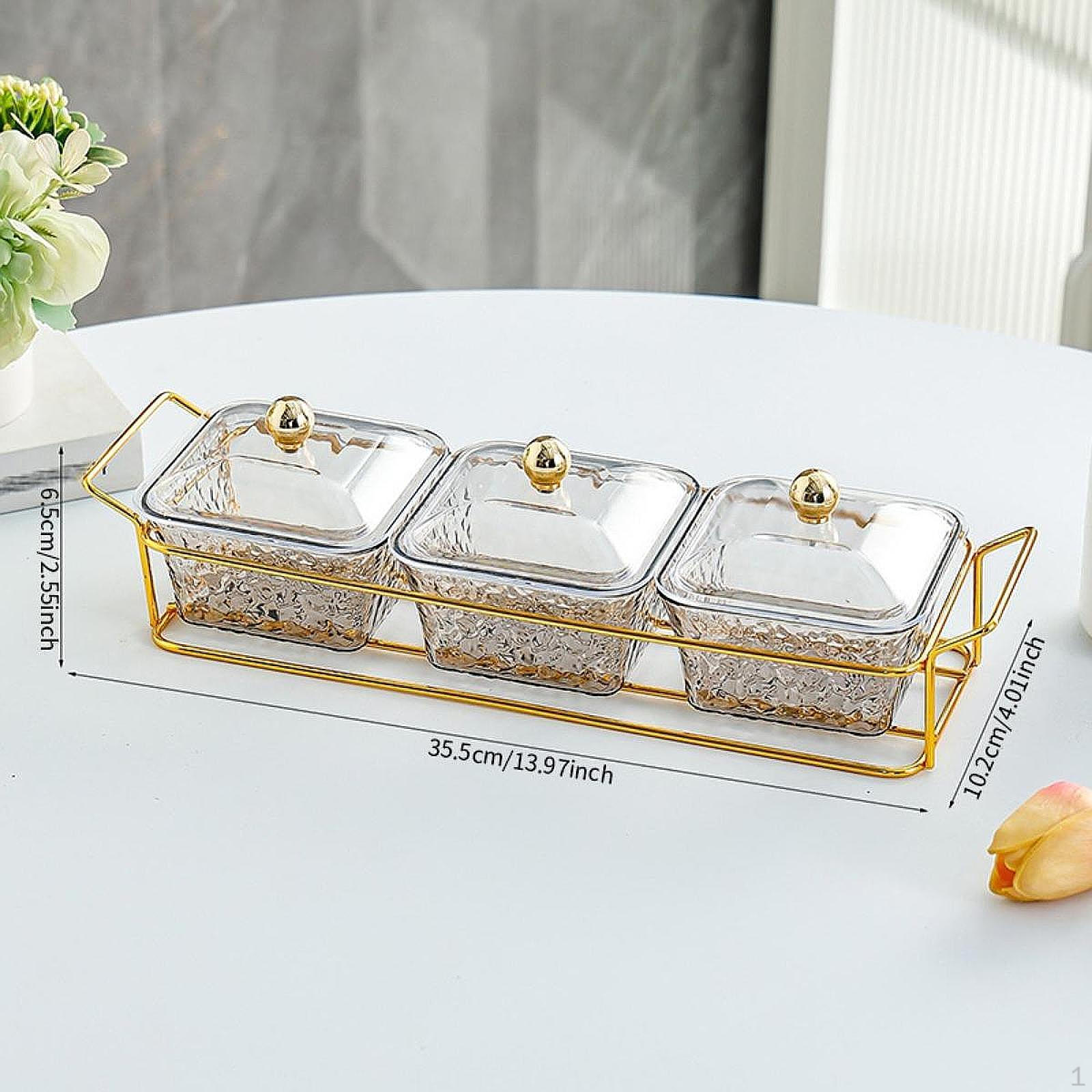 

Контейнер для сервировки конфет и орехов, поднос для сухофруктов с крышкой и 3 Grids