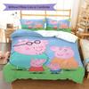 Set copripiumino con motivo a cartone animato di maialino rosa, federa, decorazione per la casa, regalo (1 * copripiumino + 2 * federa, senza nucleo)