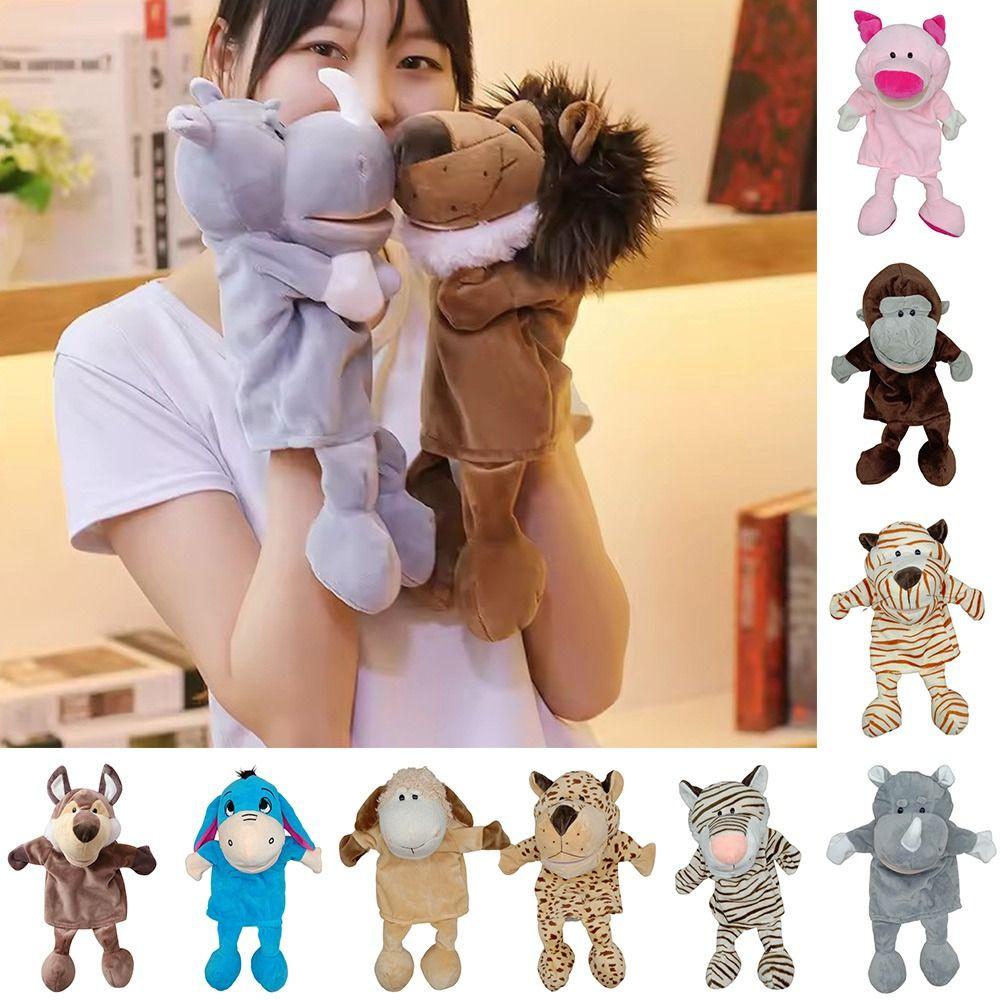 Tiger Monkey Rabbit Animal Hand Puppet 35cm Appease Toy  Kids Children Birthday Gifts