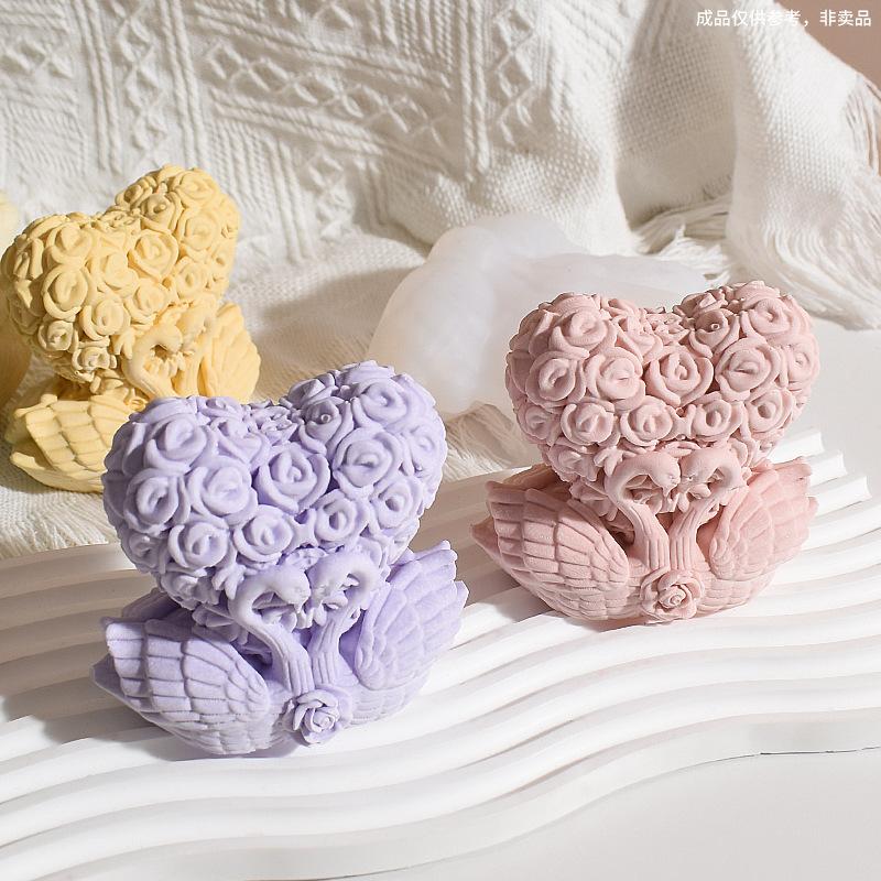 Heart Silicone Mold Non Stick 3d Rose Candle Mold Silicone Candle Mold Rubber For Candle Making Resin Crafts Chocolate