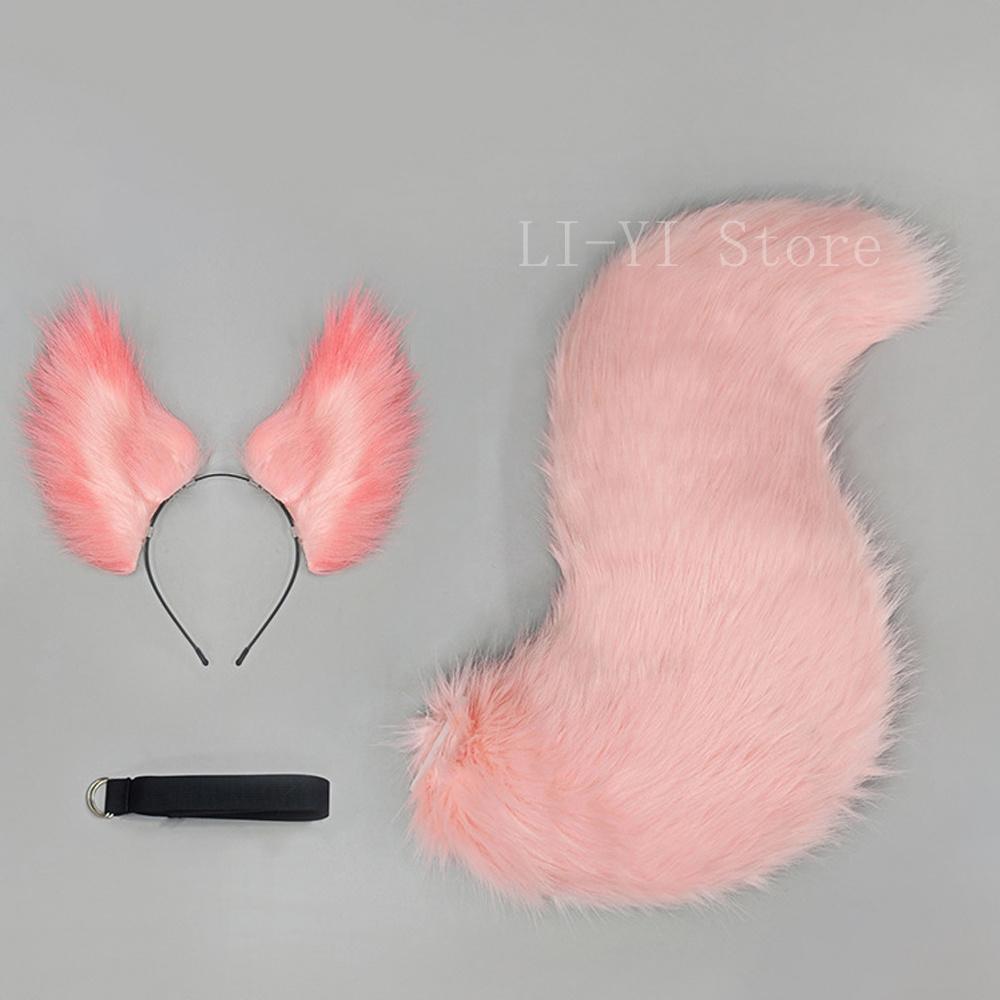 

2Pcs/Set Plush Fox Ears And Tail Set Fluffy Animal Ear Headband For Convention Cosplay Anime Kemonomimi Costume Accessories ear and tail
