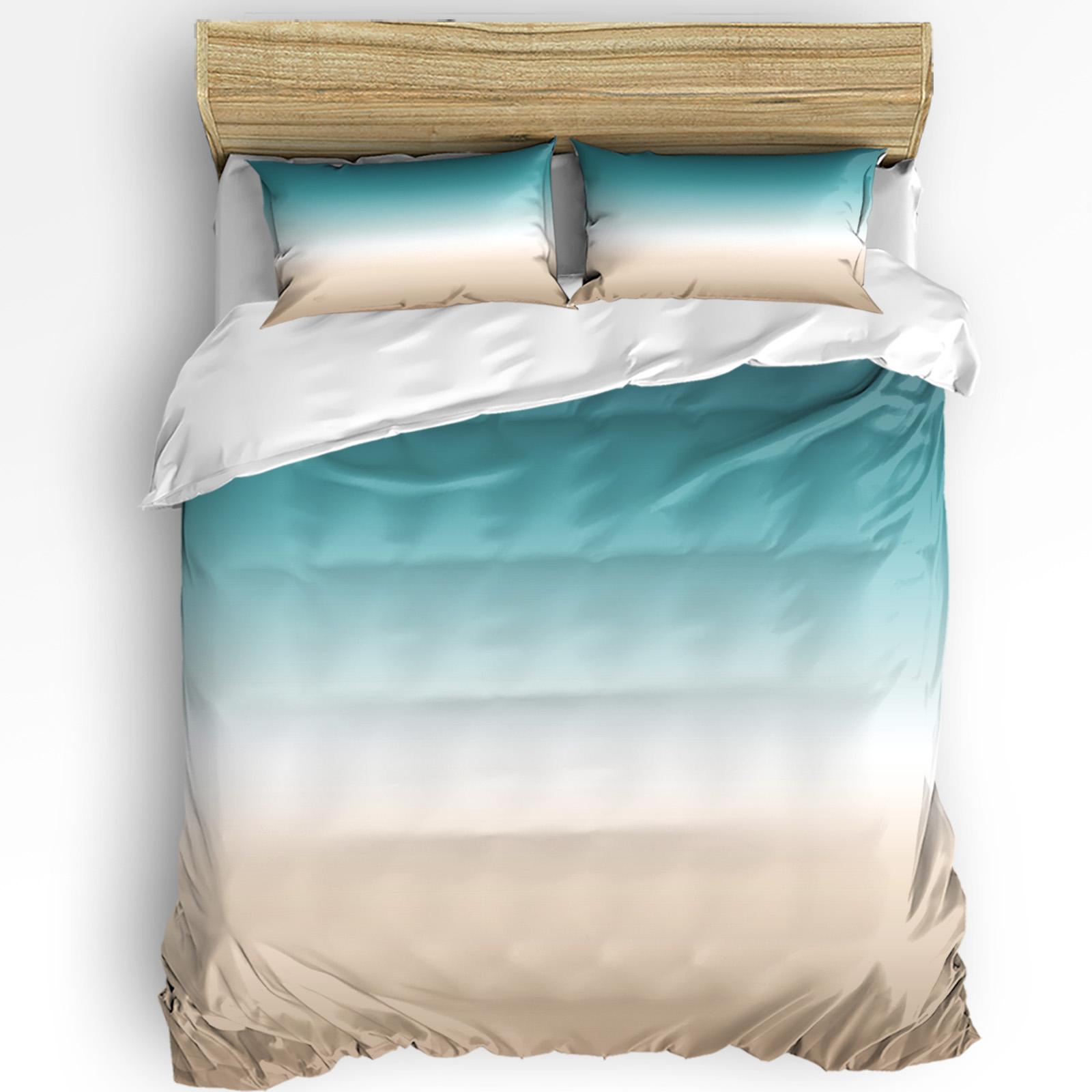 Gradiënt Grijs Blauw Dekbedovertrek Bed Beddengoed Set Huis Textiel Dekbedhoes Kussenslopen Slaapkamer Dubbel Beddengoed Set Geen Laken AU Single(140x210cm)