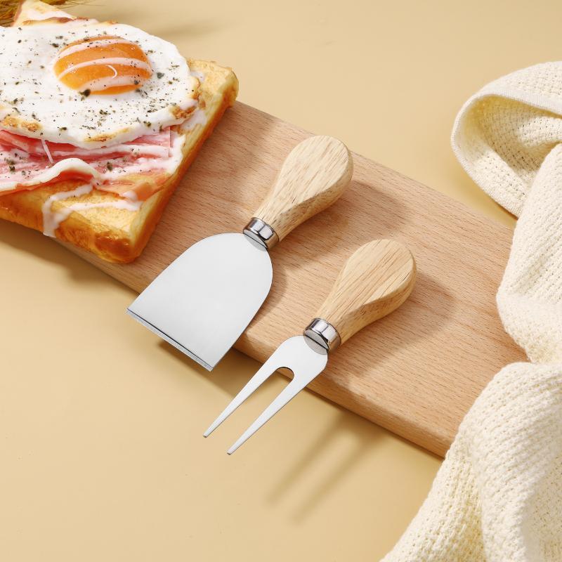 Edelstahl Käsemesser und Gabel Set Küche Eiche Käse Butter Pizza Messer Heim Backwerkzeuge
