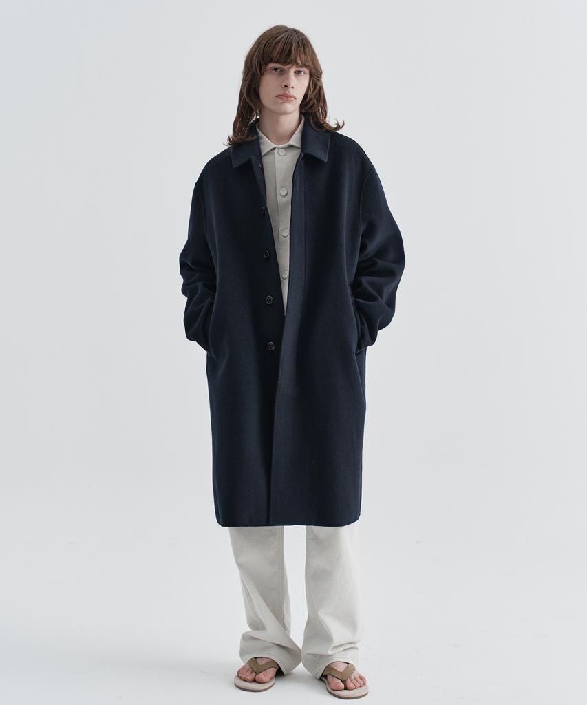 EZIO Cashmere Blend Handmade Mac Coat_Navy