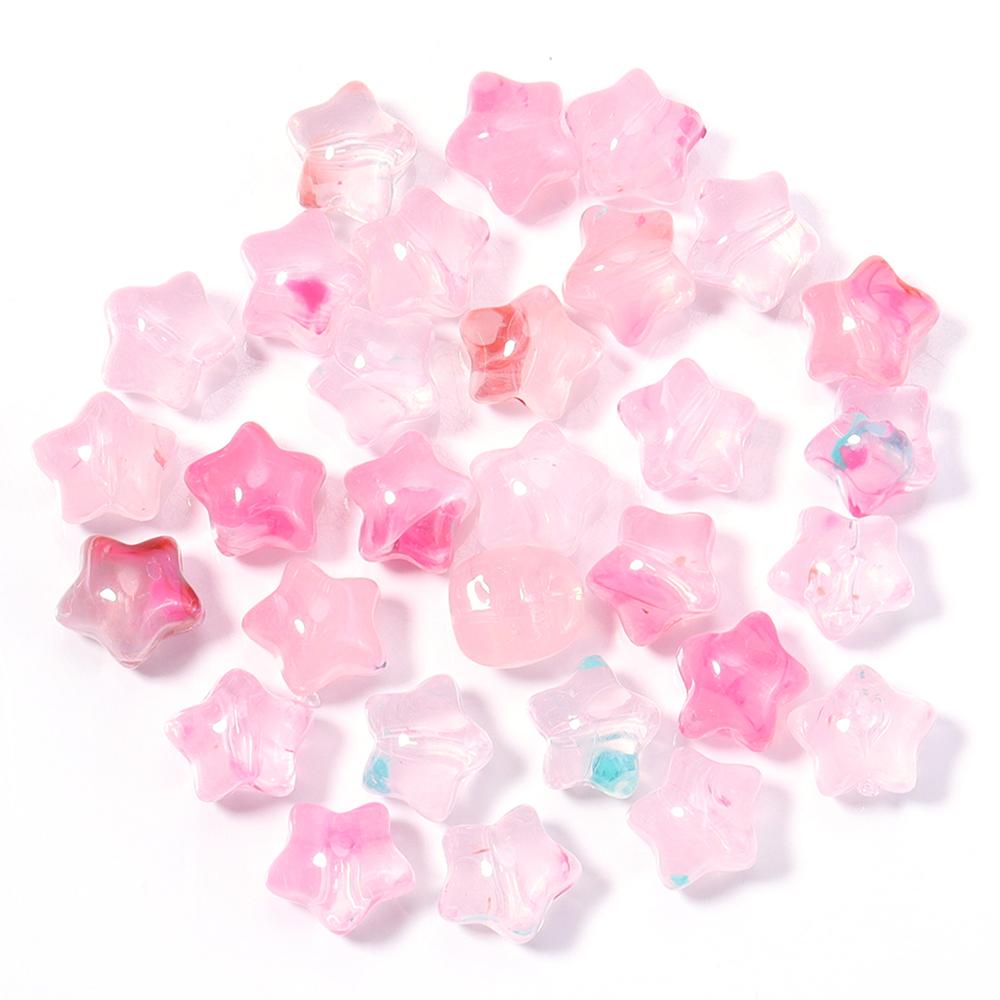 30pcs Acrylic Star Beads Colorful Chubby Five-pointed Star Loose Beads For Jewelry Making DIY Bracelets Earrings Accessories
