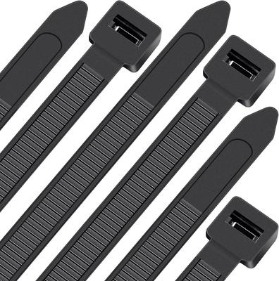 Kabelbinders, buitengebruik, UV-bestendig, 300 mm lengte, 12 mm breedte, 50 stuks per pak, 120 kg treksterkte, zwart.