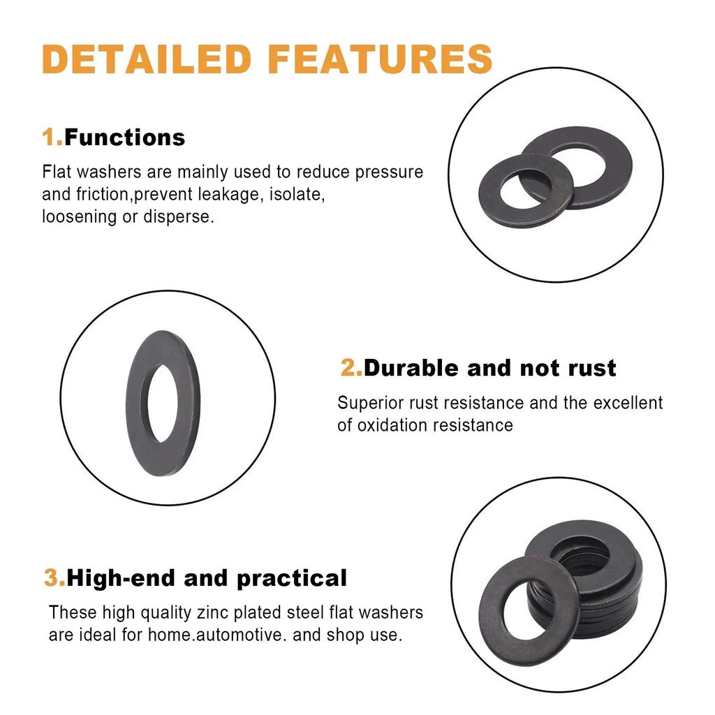 VKKM Flat Gasket Set, 340 Pieces of Carbon Steel in Multiple Specifications, Pressure-Reducing and -.