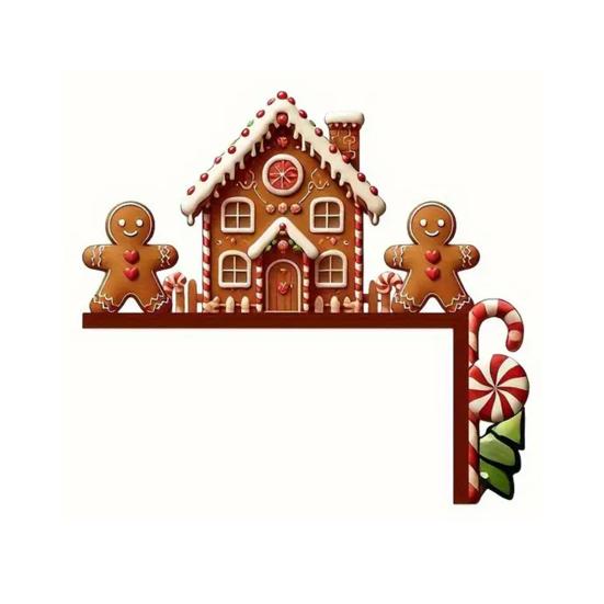 Weihnachts-Türschmuck Niedlicher Cartoon Schneemann Weihnachtsmann Rentier Lebkuchen Türrahmen Deko Holz Heim Wand Eckschild für Wand Schrank Regal