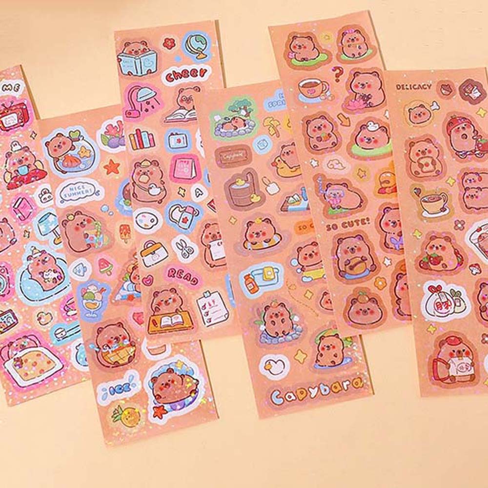 10Sheets Capybara Capybara Stickers School Supplies Kids Toys Sticker  Water Bottle
