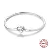 Pink Love Heart Silver 925 Bracelet Original Bracelets Zircon Cat Paw Snake Chain For DIY Charms 17-20CM Wedding Jewelry Gifts
