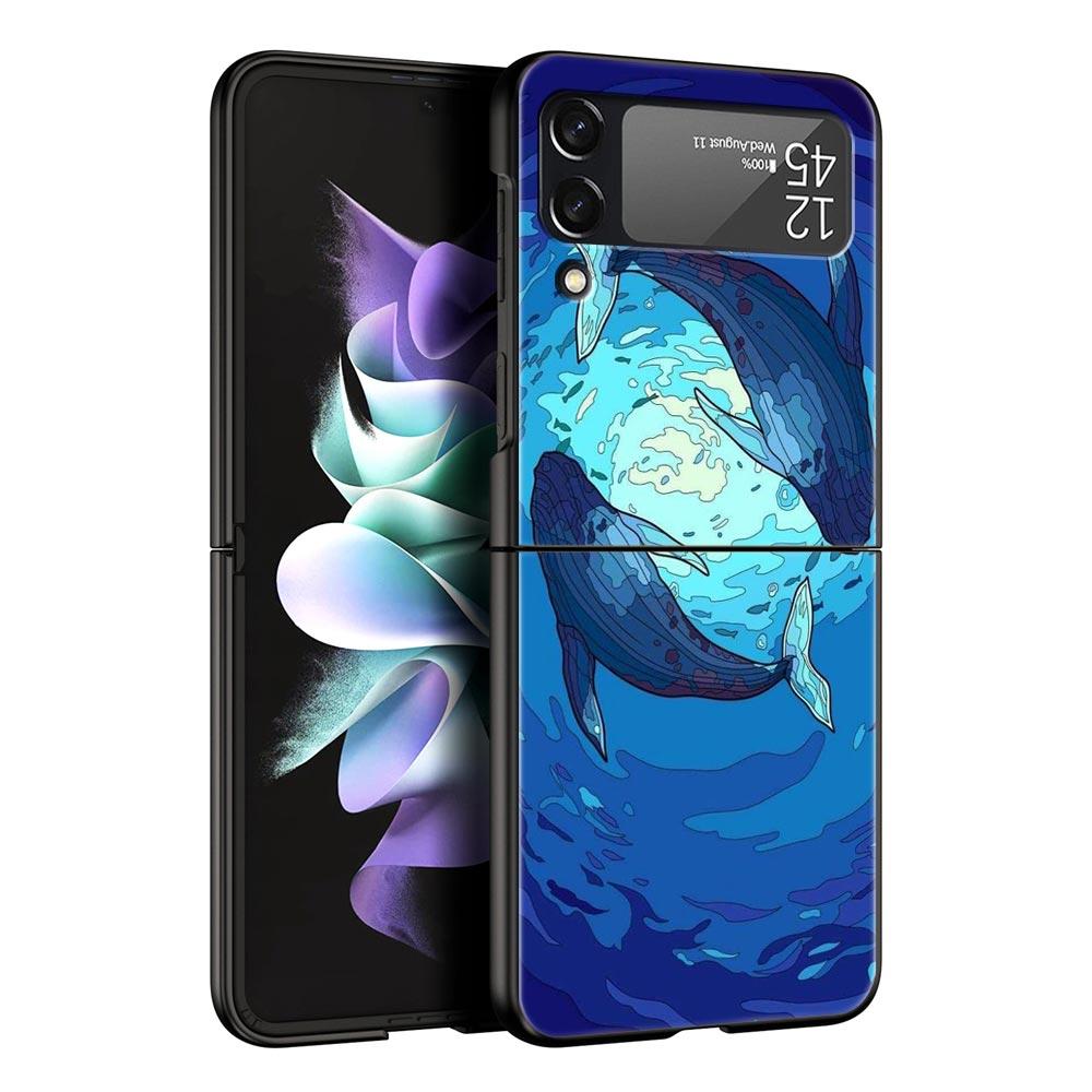 Cartoon Print Phone Case for Samsung Galaxy Z Flip 3 4 5 Folding Mobile Shell For Samsung Z Flip3 Flip4 Flip5 PC Hard Cover