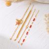 Boho Multilayer Stacked Bracelets Set For Women Ocean Red Coral Starfish Shell Beaded Metal Chain Bangles Summer Beach Jewelry