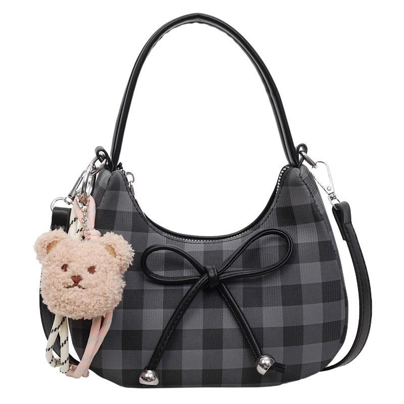 2025 new high-value plaid cloud bag hand bag female senmeng trendy fashion niche ins shoulder messenger bag