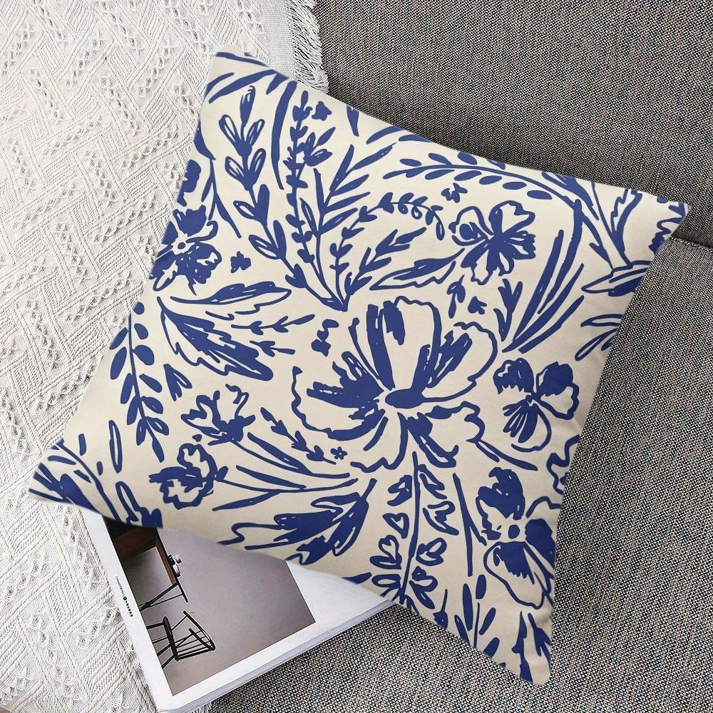 Indigo Vine square Jacquard Pillow Cover for Sofa Office Waist Cushion Cover Home Decorative Pillowcase