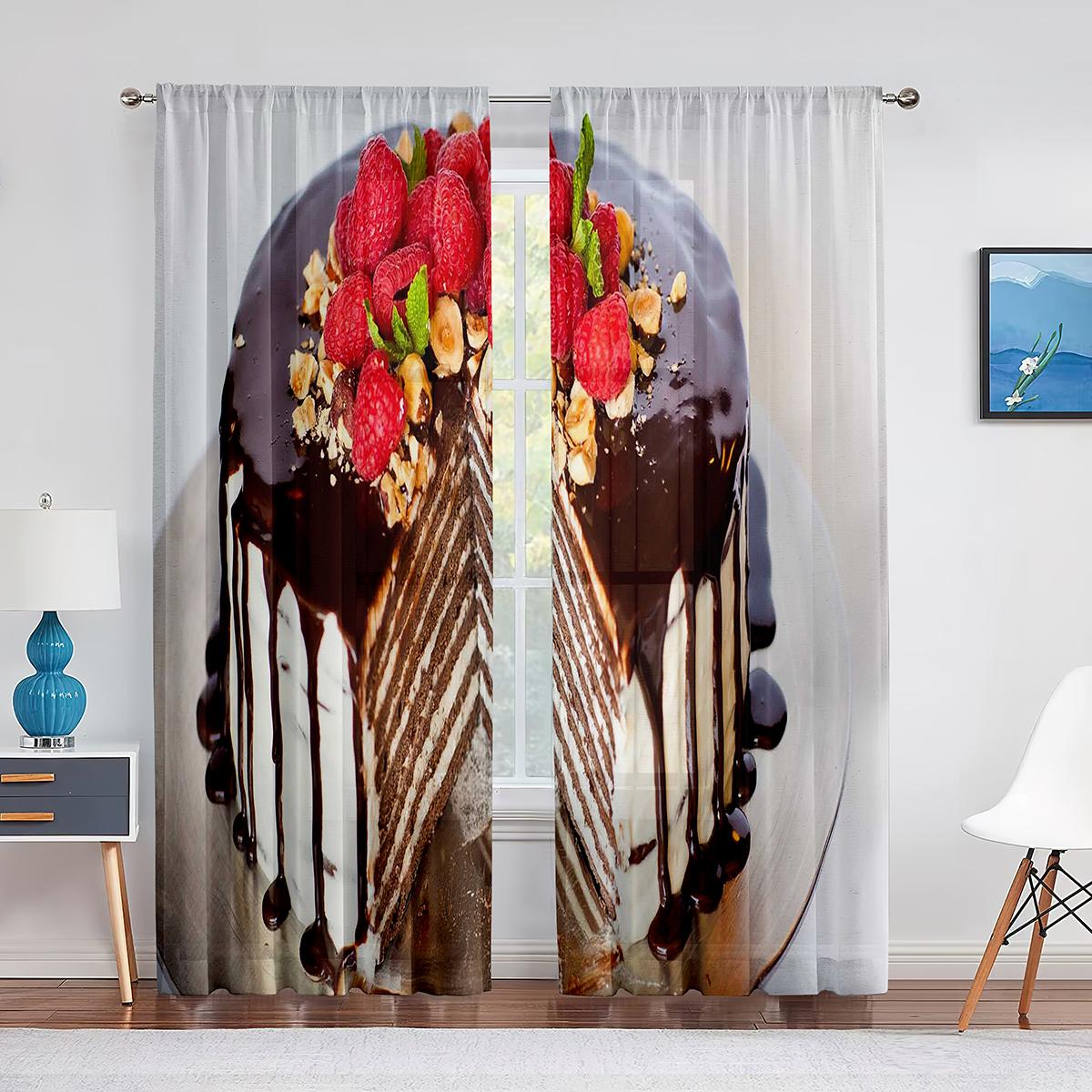 Джем Торт Десерт Малиновый Прозрачные Шторы для Гостиной Шифоновая Вуаль Шторы Спальня — фото 9
