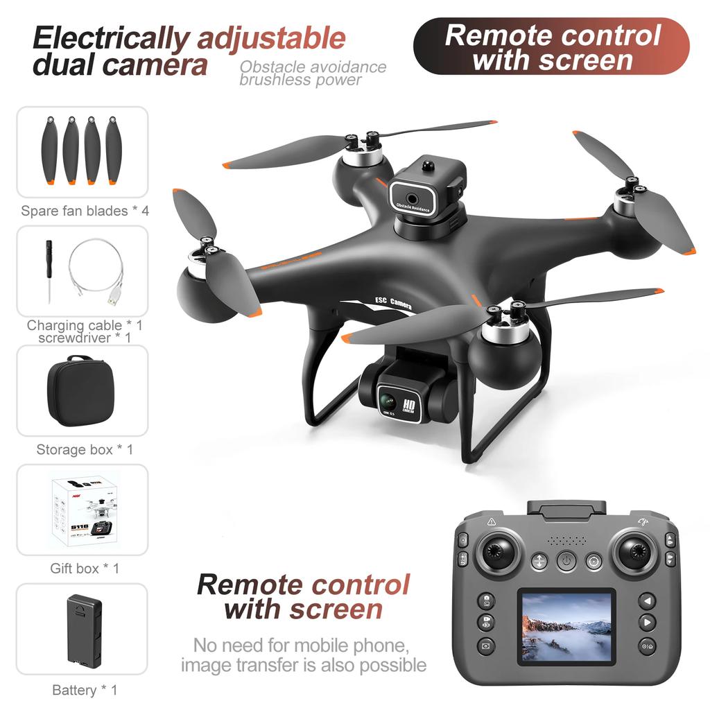 2.4G Rc Gps Drone Led 6Ch 6-Axis Remote Control With Screen Hd Aerial Photography Brushless Optical Flow Kids Toys Quadcopter