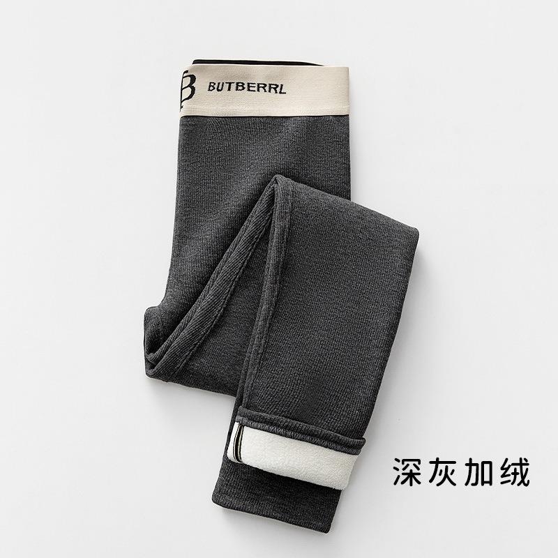 Threaded letter leggings women's autumn and winter high-waisted elastic bands wear tight-fitting cold-proof and warm cotton pants inside and outside