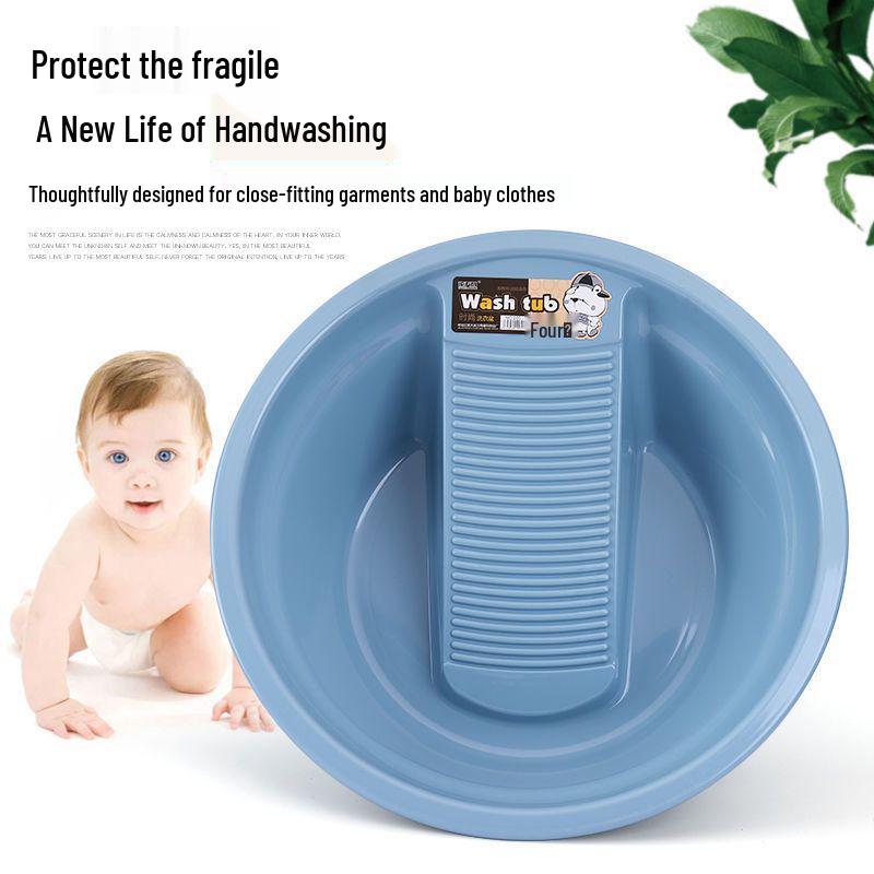 Extra Large Thickened Plastic Wash Basin with Washboard - Ideal for Dorms, Baby Care, and Home Use