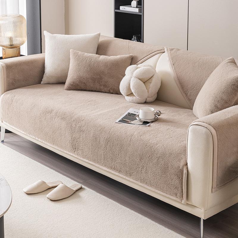 

Plush Autumn And Winter Leather Sofa Cushion New Four-Season Universal Non-Slip Straight Row Seat Cushion Cover Cover Cover Cloth 70*70cm