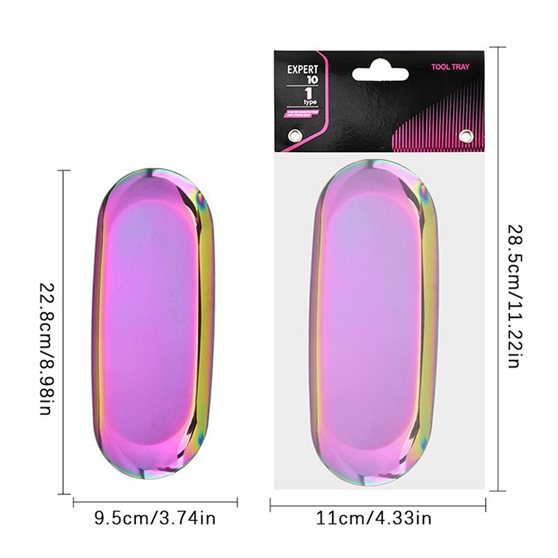 1 Pieza Placa Bandeja de Equipo para Uñas de Acero Inoxidable Bandeja de Almacenamiento Cosmético Plato para Uñas Postizas Suministros Herramientas