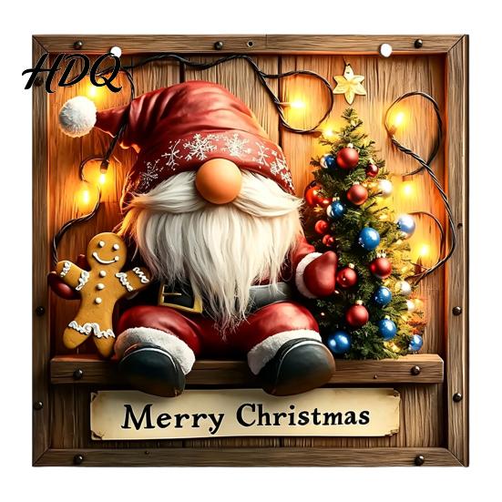 Traditional Xmas Tree Embellishments Wooden Christmas Hanging Pendant Snowman/Santa Claus/Gnome Ornament with Farmhouse Style Festive Signs Hemp Rope