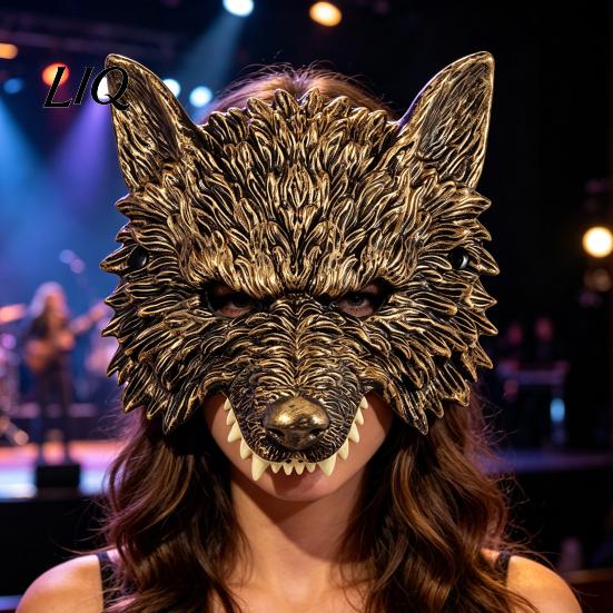 Medieval Wolf Mask 3D Head Mask, High Elastic Lightweight Comfortable Werewolf RP Material Costume with Adjustable Strap for Halloween Cosplay