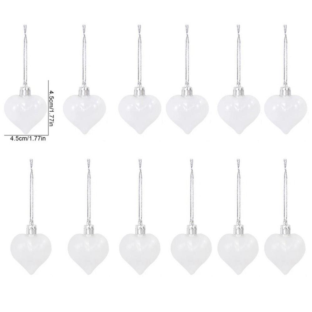 12Pcs Plastic Heart Shape Christmas Ball Bright Christmas Pendants  for Home