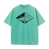 Rectangular Black Mountain Pure Cotton Men Tops  Tees Vintage Mother Day Retro Washed T Shirts Loose Round Neck Washed T Shirts