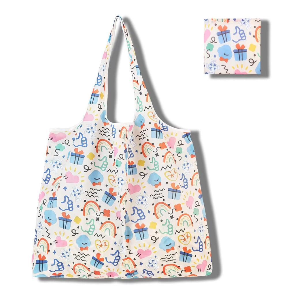 Eco-Friendly Large Capacity Foldable Tote Bag - Creative, Portable, Printed, and In Stock