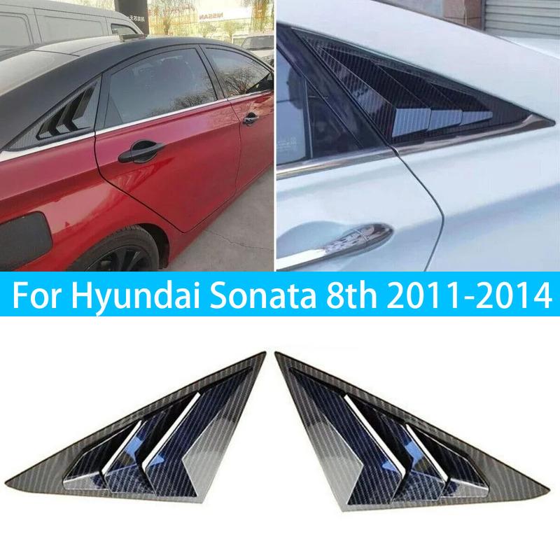 For Hyundai Sonata 8th 2011 2012 2013 2014 Car Rear Louver Window Side Shutter Cover Trim Sticker Vent Scoop ABS Carbon Fiber