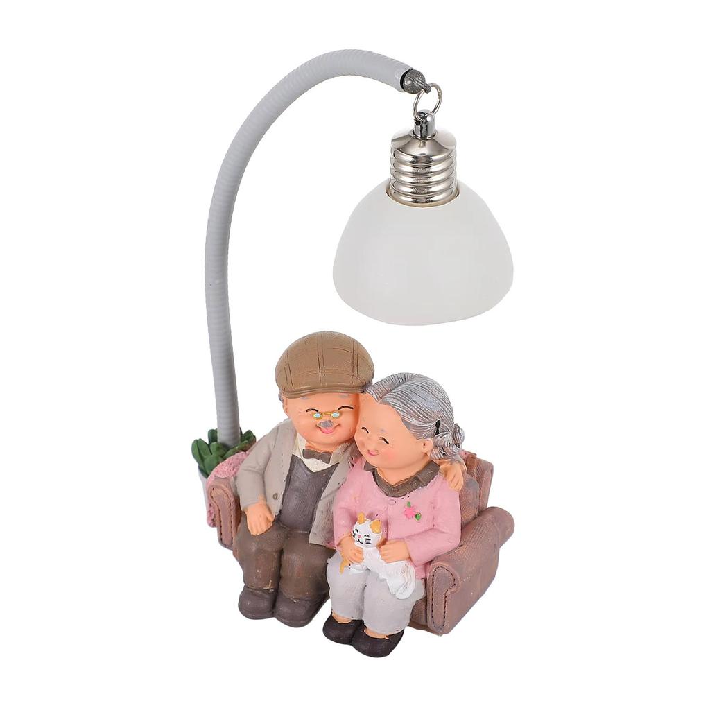 Lovely Night Lamp Featurings Elderly Couple Figurine for Romantics Home Ambiances Wedding Decoration Gift for Friend