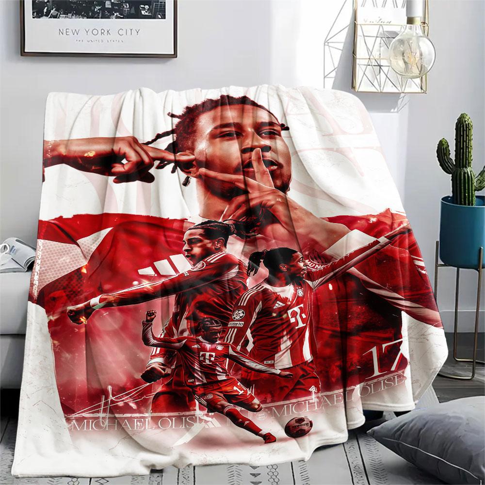 Michael Olise Bedrukte Flanellen Deken, zachte plaid voor slaapkamerbank, wasbaar, voetbalfan merchandise, geweldig cadeau.