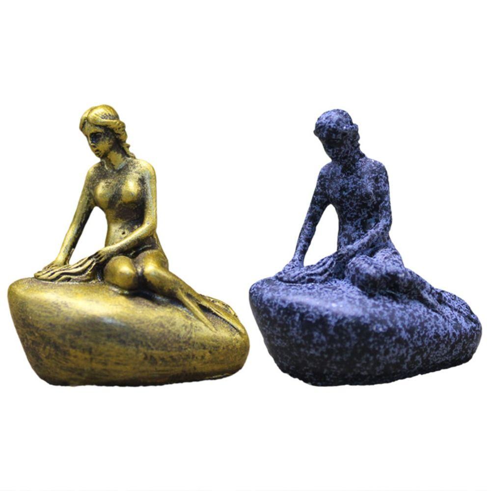 5pcs Crafts Resin Mermaid Sculpture Creative Waterproof Small Statue Simulated Handicraft Miniatures Figurine Home