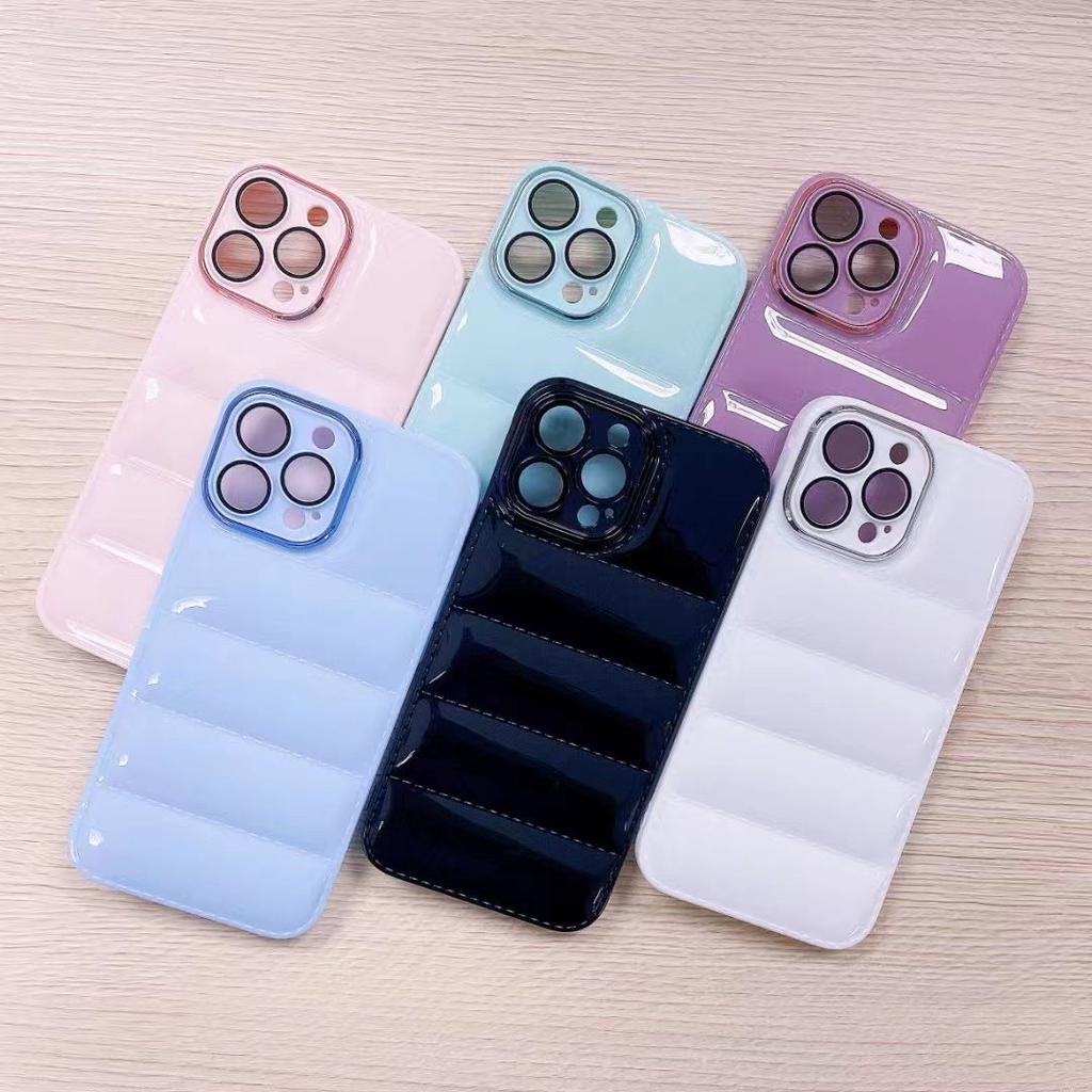 High Quality Candy Color 3D Pattern Shockproof Mobile Phone Cover TPU Down Jackets Phone Case for iPhone 16 Pro Max 15 14 13