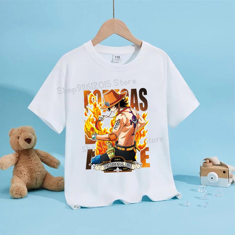 Anime Luffy Zoro Boy T Shirt One Piece Short Sleeve White Tops Summer Children Clothes Toddler Cotton Tee Shirts Baby Clothing