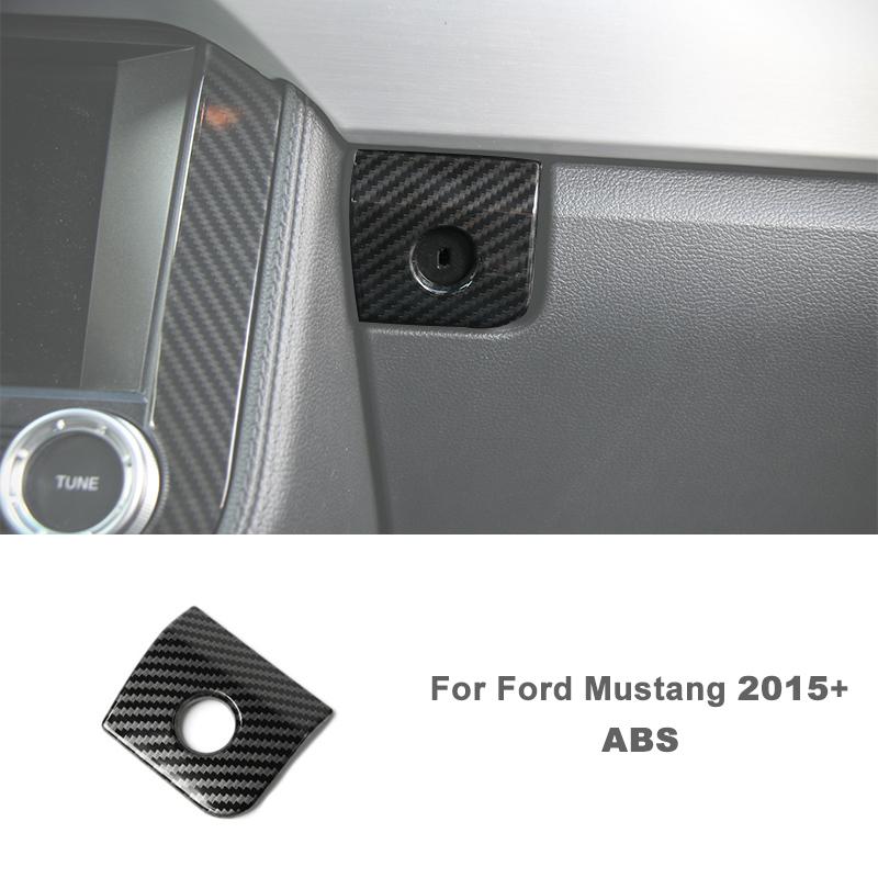 

Рулевое колесо автомобиля, дверная ручка, украшение, крышка центральной консоли, защитная наклейка для Ford Mustang 2015 Up, ABS, автомобильные аксессуары, углеродное волокно, черный Co-pilot switch