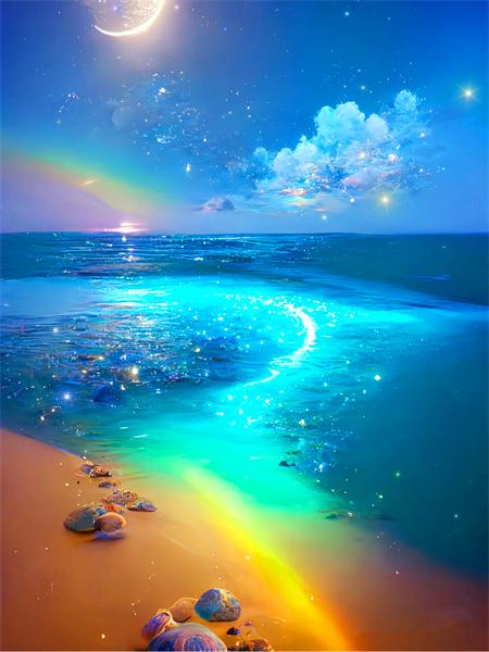 5d Diamond Painting Full Drill Moon Seaside Landscape Home Decor Embroidery Mosaic Beachfantasy Home Decor