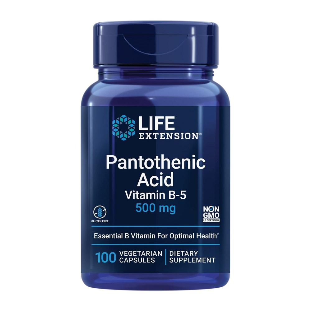 Life Extension Pantothenic Acid Vitamin B5 500mg 100 Tablets Calcium Coenzyme A Coenzyme Benefits 1 pcs